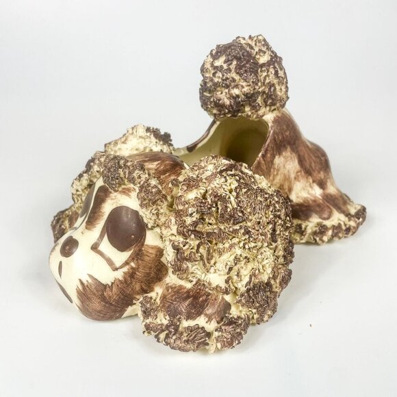 Ceramic Spaghetti Poodle Dog Puppy Figurine Planter Textured Mid-Century - Picture 2 of 8